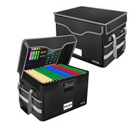 DocSafe Scatola portadocumenti ignifuga, con serratura, organizer per documenti con tasche per inserti, pieghevole, portatile, per casa e ufficio, per appendere lettere, cartelle legali, colore nero,