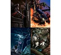 docsmagic.de 4 x 100 Art Card Sleeves + Deck Box Zombies Elves Dragons Vampires Theme Bundles - 66 x 91 mm Standard