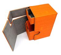 docsmagic.de Premium Magnetic Tray Box (80) Orange + Deck Divider - MTG - PKM - YGO - Porta Mazzo