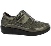 Doctor Cutles, scarpa casual, mocassino, con suola in gomma, soletta rimovibile, chiusura adesiva, vernice, lucido, zeppa, per: donna, Muschio, 36 EU