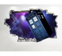 DOCTOR WHO WALL STICKER 3D LOOK - BEDROOM KIDS TARDIS WALL DECAL Z712