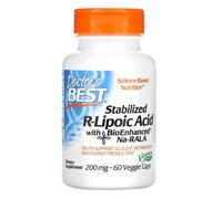 Doctor's Best acido R-lipoico stabilizzato BioEnhanced Na-RALA, 200mg 60 vege...