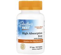 Doctor's Best High Absorption Iron Ferro 27 mg con Ferrochel, 120 compresse