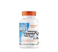 Doctors Best - Natural Vitamin K2 MK7 with MenaQ7 plus D3, 180mcg - 60 vcaps