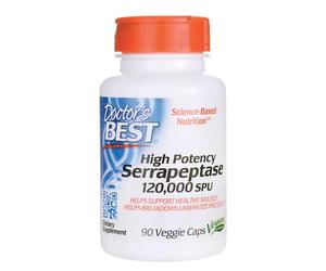 Doctor's Best Serrapeptase 120.000 SPU (serrapeptasi), potenza maggiore, 90 capsule vegetali