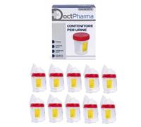 Doctpharma Contenitori per Urine 120 ml Sterili con Tappo a Vite, 10 Pezzi | Barattoli Raccolta Campioni Urinari con Etichetta, Monouso per Analisi Cliniche e Laboratorio, Chiusura Ermetica Antiperdita
