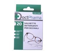 Doctpharma Salviette Detergenti per Occhiali 20 Pezzi, Salviettine Monouso con Asciugatura Rapida, No Aloni e No Graffi, Ideali per Lenti da Vista e Sole, Profumo Delicato al Limone