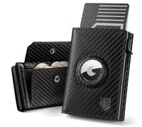 DODENSHA Airtag Wallet Portafoglio da uomo Smart Airtag con scomparto per monete, protezione RFID e capacità per oltre 10 carte di credito, design MagSnap (carbonio)
