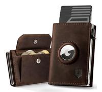 DODENSHA Airtag Wallet Portafoglio da uomo Smart Airtag con scomparto per monete, protezione RFID e capacità per oltre 10 carte di credito, design MagSnap (Marrone Argento)