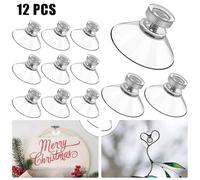 Dodici ganci a ventosa, diametro 53 mm, con cuscinetti in PVC trasparente per l'uso su vetro, superfici a specchio, piastrelle di ceramica e altri materiali lisci non porosi, ciascuno può contenere