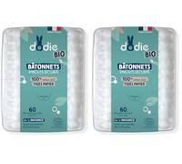 Dodie, Bastoncini per Bambini Bio, dalla Nascita, 60 Pezzi (Confezione da 2)