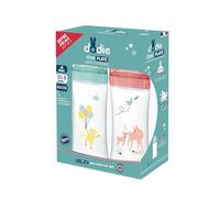Dodie, Confezione da 2 Biberon Anticolica Sensation+ (2 X 330 Ml), Tettarella Piatta, Flusso Medio grande, senza BPA, dai 6 mesi, giallo Circo