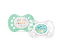 Dodie, Confezione da 2 Ciucci Anatomici, da 0 a 6 mesi, senza BPA, Resistente, Maman / Papa Chéri