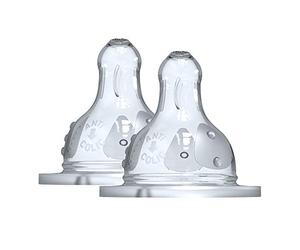 Dodie Initiation+, Tettarella Rotonda, 3 Fori, Anticolica, Collo Largo, Silicone, Flusso Leggero, da 0 a 6 Mesi