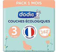 Dodie, Pannolini Ecologici e Francesi, Taglia 3 (Da 4 a 9 Kg), Confezione per 1 Mese, 162 Pannolini (Confezione da 3 X 54)