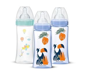 DODIE Set di 3 biberon da 330 ml, per bambini, con tettarella rotonda, anti-colica
