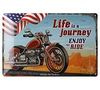 Dodino 20 x 30 cm, LIFE IS A JOURNEY, targa in metallo con Route 66, stile vintage, retro in metallo, Route 66