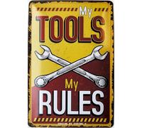 DODINO 20x30cm Targa in metallo con scritta "My Tools My Rules" in stile retrò rustico