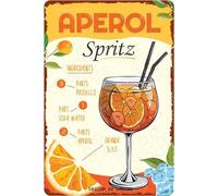 DODINO 20x30cm Targhetta in Metallo Aperol Spritz Design Retrò Vintage Placca Decorativa per Casa Regalo per Amici Decorazioni da Appendere