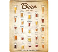 DODINO 30 x 40 cm Targa in lamiera BEER MENU, accessorio decorativo per la casa, cartello birra, targa decorativa in metallo per tutti i proprietari di bar o pub