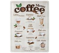 DODINO 30 x 40 cm, Targhe in metallo retrò in stile retrò, decorazione vintage, per cucina, caffè, latte, panoramica, ricetta decorativa, caffè bar