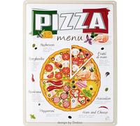 DODINO 30x40cm Targa In Metallo PIZZA MENU Targhe In Metallo Vintage Decorazione da Parete per pizzerie, Bar, ristoranti, Bar, Pub