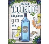 DODINO 30x40cm Targa Vintage GIN and TONIC Targa metallo, Idea regalo per amanti dei cocktail, in metallo, Design retro per decorazione