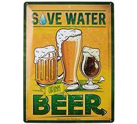 Dodino targa di metallo 30x40cm SAVE WATER DRINK BEER, per bar, pub, negozi, cartelli decorativi da parete, Idea regalo per amanti della birra