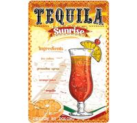 DODINO Targa in lamiera Tequilla Sunrise, 20 x 30 cm, accessorio decorativo per la casa, targa retrò birra, targa decorativa in metallo per tutti i proprietari di bar o pub