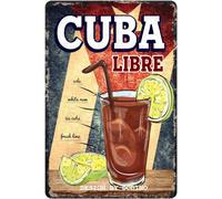 DODINO Targa in metallo, 20 x 30 cm, CUBA LIBRE, funny, accessorio decorativo per la casa, targa decorativa in metallo per tutti i proprietari di bar o pub, design nostalgico
