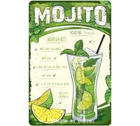 DODINO Targa in metallo, 20 x 30 cm, MOJITO, funny, decorazione vintage per sala feste, pub irlandese e cucina, accessorio decorativo per la casa