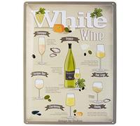 DODINO Targa in metallo 30x40cm, Vino bianco, accessorio decorativo per la casa, decorazione vintage, per gli appassionati di cucina, vino, idea regalo