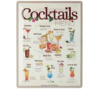 Dodino Targa metallo Classic Ricetta Coctail 30x40 cm stile vintage, per caffè, bar, pub, negozi, cartelli decorativi da parete