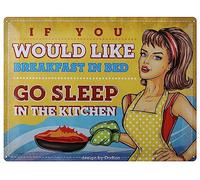 Dodino Targhe in lamiera, 30 x 40 cm, BREAKFAST, funny vintage, stile retrò