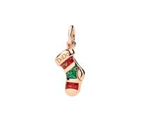 DoDo DMC0030XSOCKERV9R Pendant Charm - Rose-Gold & Enamel Christmas Stocking