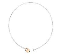DoDo Heart Necklace DCC5001HEART0009A46 - 9K Rose Gold Pendant on 925 Sterling Silver Chain, 46 cm