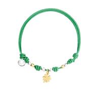 DoDo Mini Four-Leaf Clover Bracelet DBC4005PADQDVE0OA - 18K Yellow Gold & 925 Sterling Silver on Green Cord