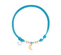 DoDo Mini Moon Bracelet DBC4006PADMOTU09A - 9K Rose Gold & 925 Sterling Silver with Azure Blue Cord