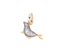 DoDo Seal Charm DMC4002SEALSEPG9R - 9K Rose Gold with Grey Enamel, Black Cord Included