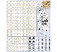 DoDoBeads Perline dorate per braccialetti - Perline per la realizzazione di braccialetti dell'amicizia, 1270 perline quadrate in acrilico con lettere e numeri extra e perline distanziali