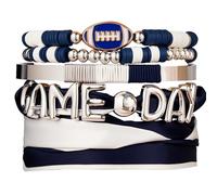 DoDoBeads Set di braccialetti da donna per il giorno del gioco, 4 gioielli impilabili da calcio, accessori versatili per gli appassionati di sport, cappello, borsa e collana, Medio, Metallo, Non