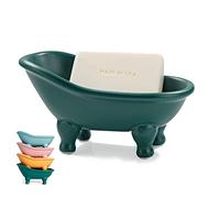 Dodococa - Mini portasapone in ceramica per vasca da bagno, portasapone, piccolo contenitore organizer per il trucco, per criceti (verde nerastro)
