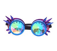 DODODOING Caleidoscopio Occhiali Steampunk Rave Occhiali Occhiali Cristallo Arcobaleno Caleidoscopio Rave Occhiali Arcobaleno Cristallo Lente Blu Viola (punta) Taglia unica