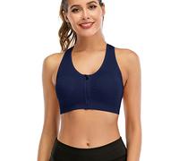 DODOING Reggiseno sportivo anteriore con cerniera Post Chirurgia Reggiseno Yoga Reggiseno Allenamento Fitness Activewear Racerback Reggiseni imbottiti per le donne, 2 # 1 Pack-blu navy, M