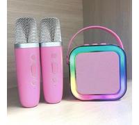 Dodorado Mini Karaoke, Stellaya Mini Karaoke Machine for Kids Adults, Portable Bluetooth Mini Karaoke Machine with Wireless Microphones and Light for All Smartphones (Rose Pink,Single Microphone)