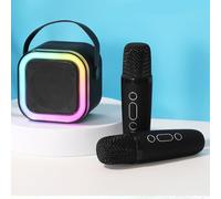 Dodorado Mini Karaoke, Stellaya Mini Karaoke Machine for Kids Adults, Portable Bluetooth Mini Karaoke Machine with Wireless Microphones and Light for All Smartphones (Black,Two Microphones)