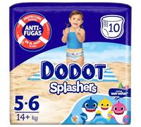 Dodot Pannolini Baby Splashers Baby Shark, Taglia 5-6 (14+ kg), 80 pannolini, Costumi da bagno usa e getta, Protezione Anti-perdite nell'acqua