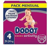 DODOT Pannolini per bambini Activity Taglia 4 (9-14 kg), 192 pannolini con vestibilità più resistente