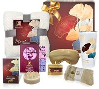 DoDouxGift Get Well Soon - Cesto regalo da donna, 9 pezzi, con coperta, calzini comodi, maschera per gli occhi, candele e altro, perfetti come regalo per donne, comodo cesto regalo