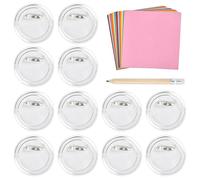 DODUOS 30 Pezzo Spille Personalizzabili per Bambini Spille Rotonde, 1 Matita + 60mm Spille Fai Da Te + 100 Fogli di Carta Colorata, Spille Personalizzate per Fai da Te attività Manuali Zaino Vestiti